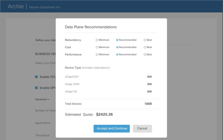 Archie intelligent recommendations modal