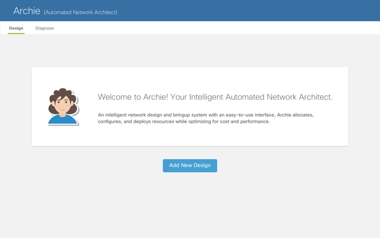 Archie welcome screen, clean and simple