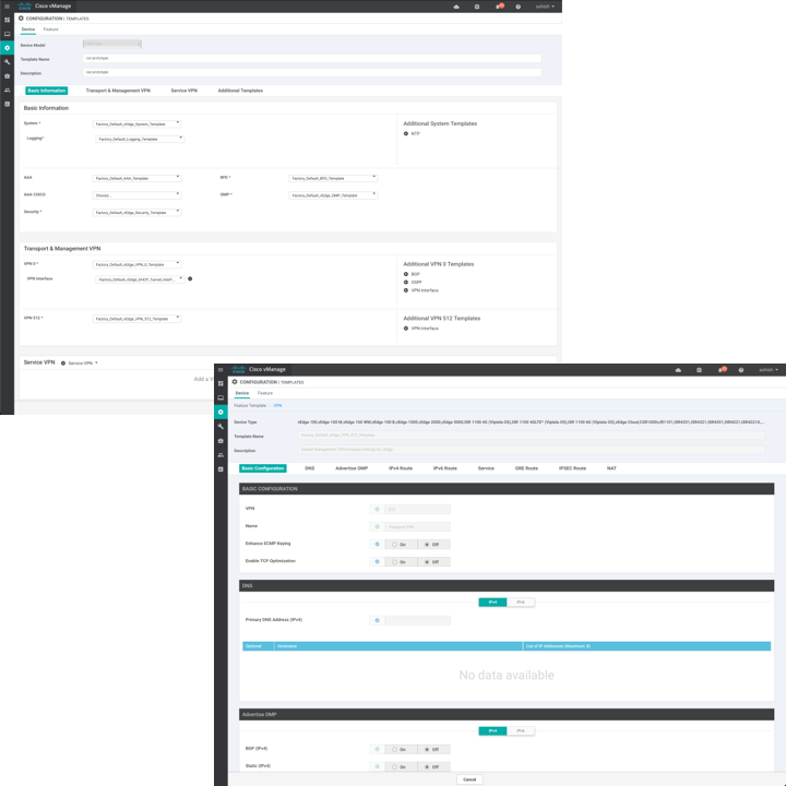 Cisco vManage verbose configuration forms