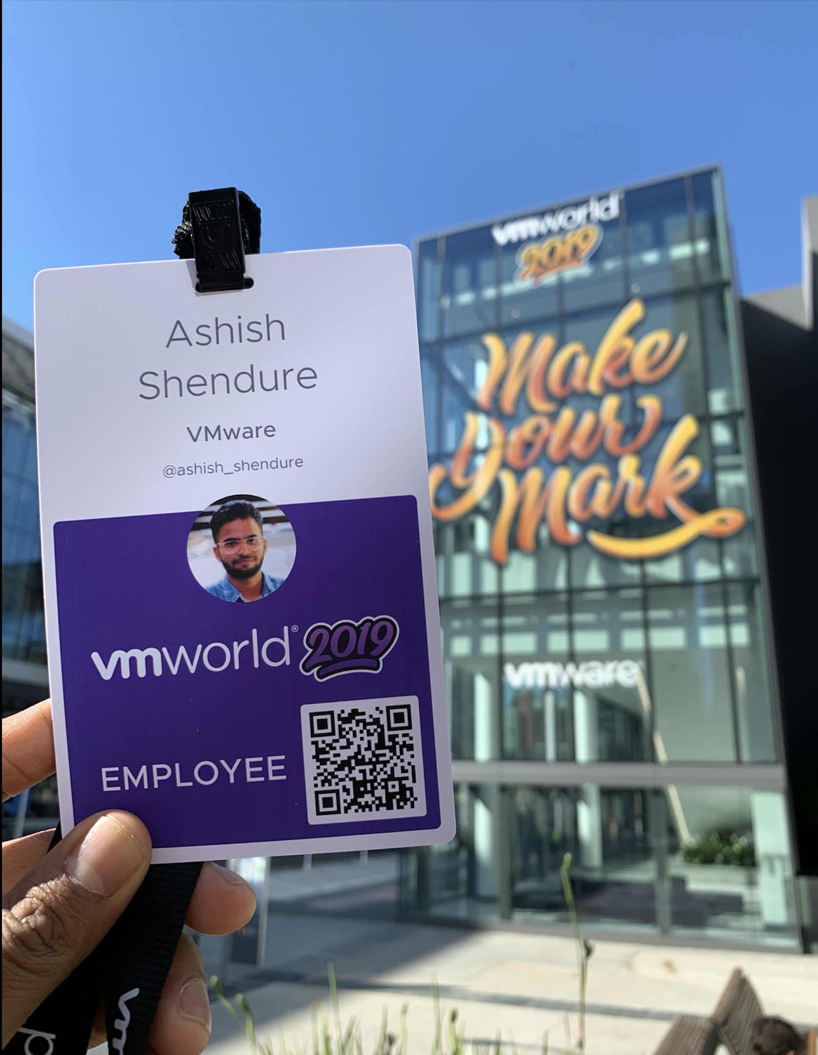 VMworld 2019 badge, Ashish Shendure